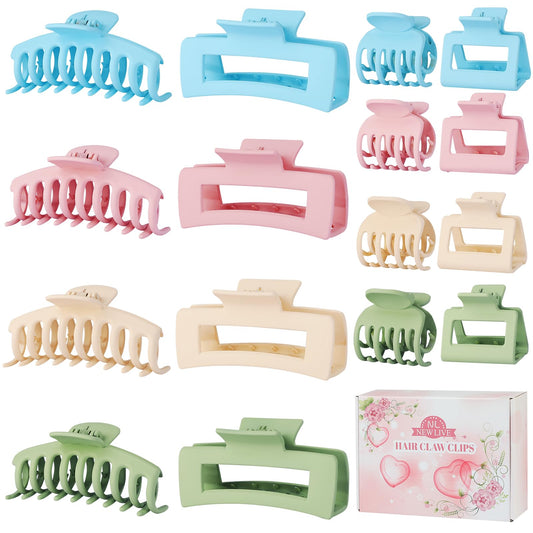 Hair Clips 16 Pcs for Women - Large and Small Matte Banana Clips for Thin, Thick, Curly Hair, Strong Hold Nonslip Hair Claws