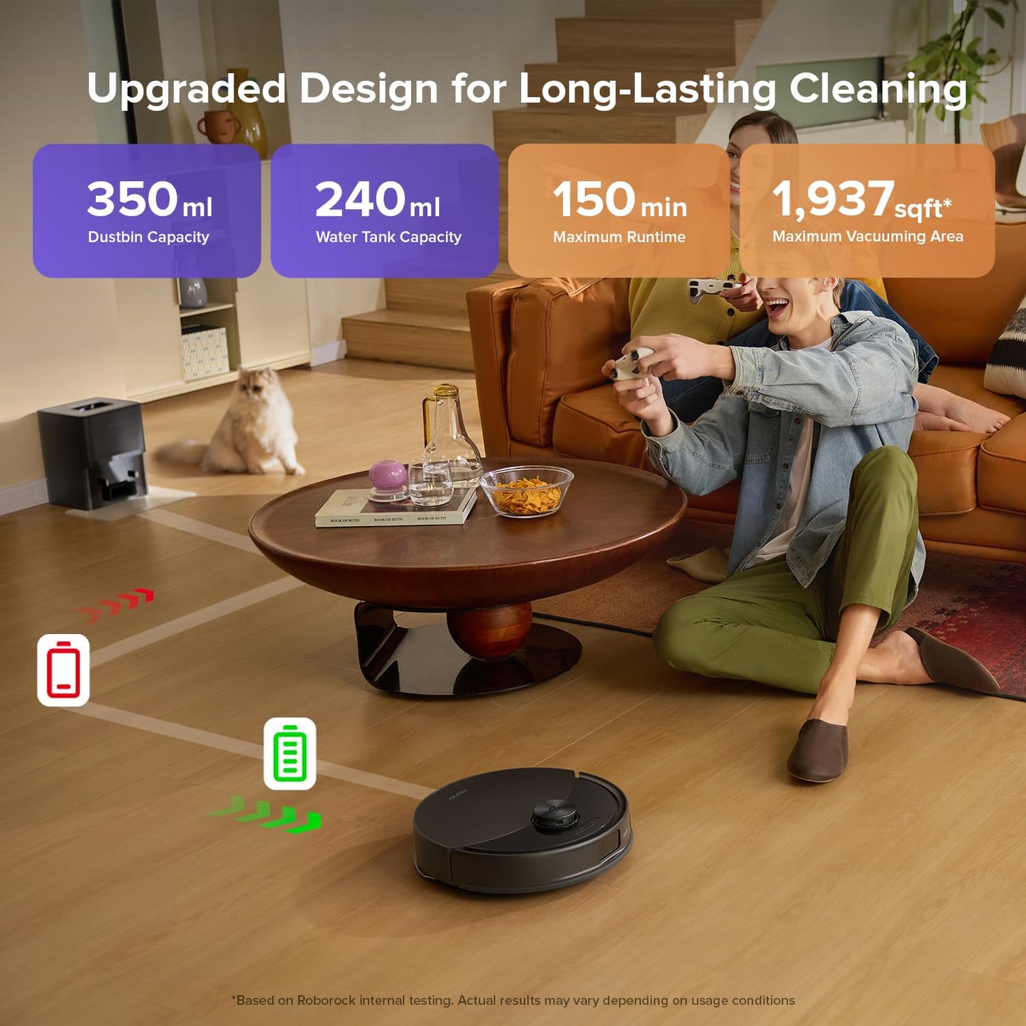 roborock Q10 S5+ Robot Vacuum and Mop with Self-Emptying, 10,000Pa Suction, Upgraded from Q8 max+, Obstacle Avoidance, Sonic Mopping, Dual Anti-Tangle Design, Auto Mop Lifting, Ideal for Pet Hair