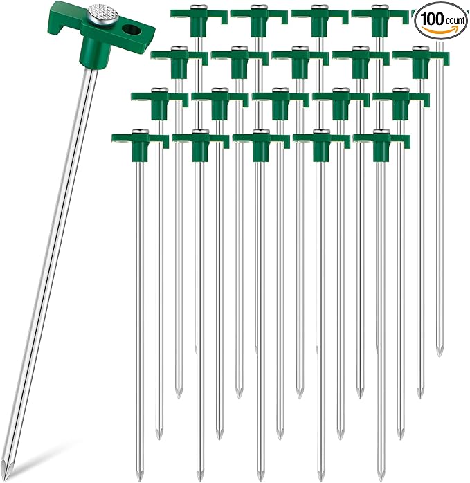 Shimeyao 10 Inch Tent Stakes Heavy Duty Camping Stakes Bulk Galvanized Non Rust Tent Pegs Metal Camping Spikes for Outdoor Camping Pitching Canopy