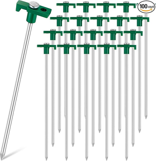 Shimeyao 10 Inch Tent Stakes Heavy Duty Camping Stakes Bulk Galvanized Non Rust Tent Pegs Metal Camping Spikes for Outdoor Camping Pitching Canopy