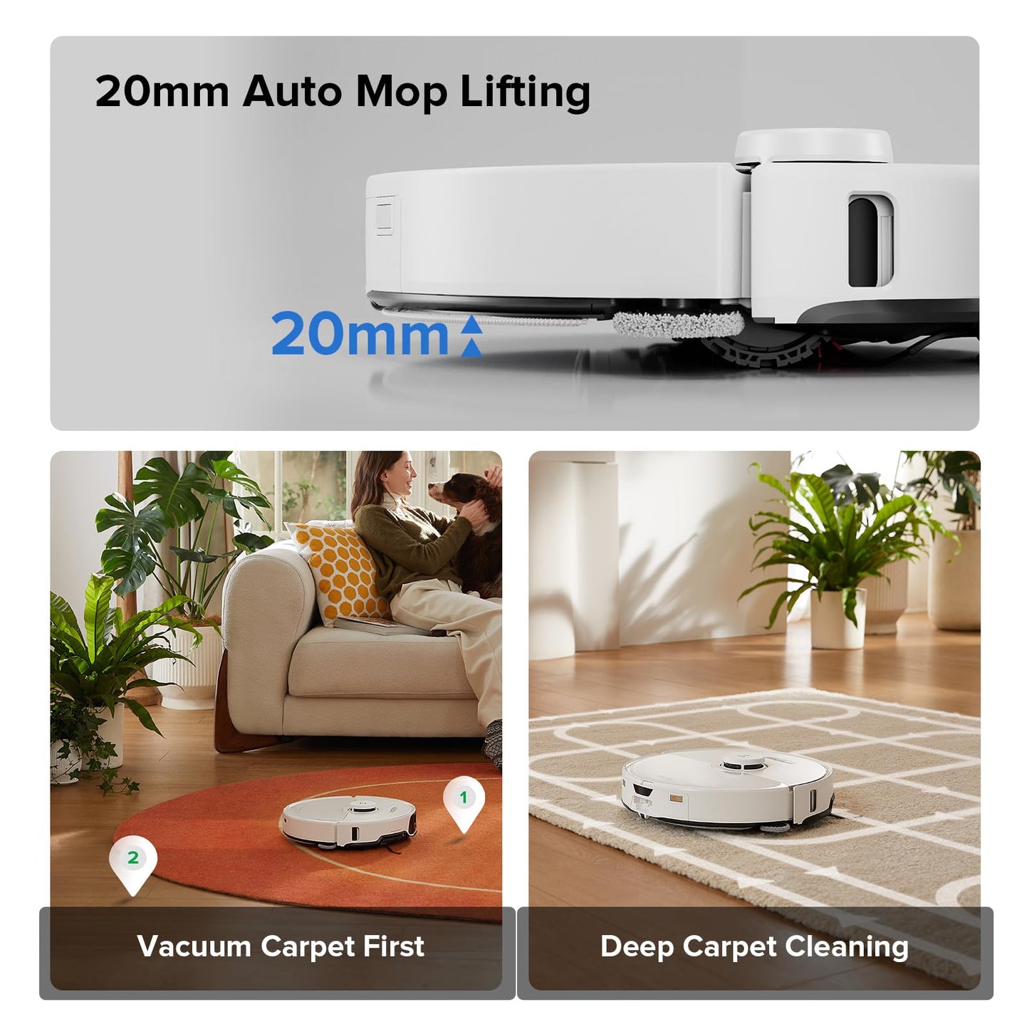 roborock S8 Max Ultra Robot Vacuum and Mop, All-in-One Dock, PreciSense LiDAR Navigation, Smart Dirt Detection, Self-Emptying, 8000Pa Suction for Various Floors, 20mm Auto Lifting for Carpet, White