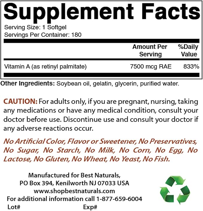 Best Naturals MK-7 Vitamin K2 100 mcg & Vitamin A 25000 IU