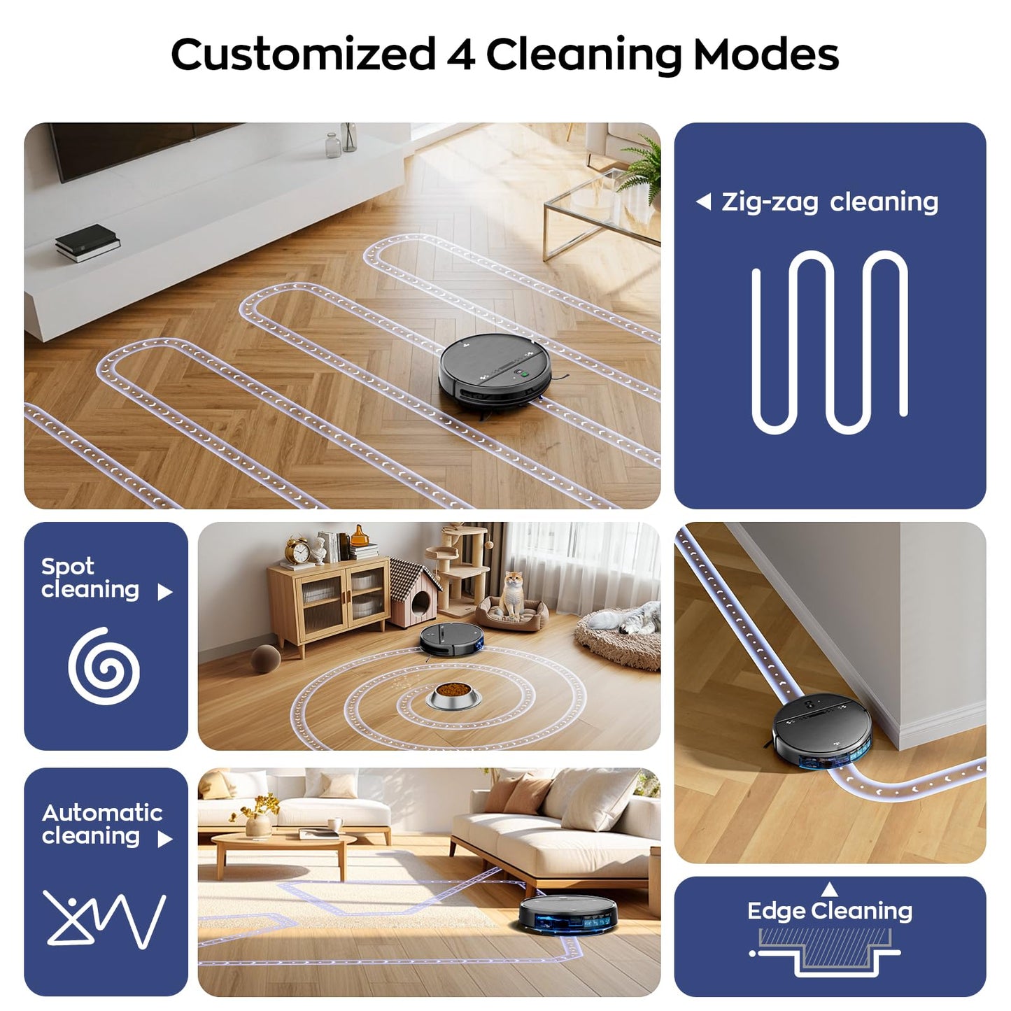 Robot Vacuum and Mop Combo, 2-in-1 Mopping Robot Vacuum Cleaner with 2300Pa Suction, 2.87'' Slim Design, Wi-Fi/App/Voice Control, 3D Obstacle Avoidance&Self-Charging for Hard Floors, Carpets, Pet Hair