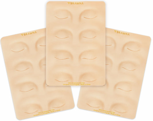 BRAWNA [ 3 Pack ] 3D Eyebrow PMU Practice Skin - Eyeliner Practice Skin - 4 Different Shapes - PMU Supplies