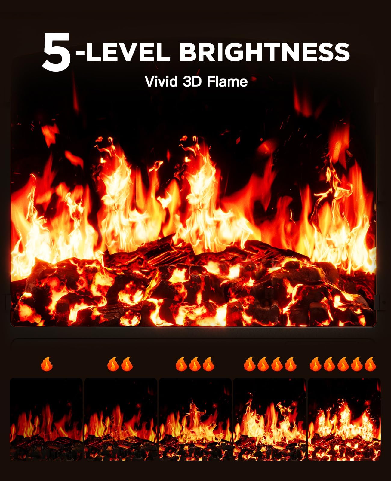 Silonn Electric Fireplace Heater, Quick Heating Portable Fireplace with App & Remote,24″ Electric Corner Fireplace Low Noise with 5 Brightness Levels,Temp Control & Timer for Living Room,Bedroom,Black