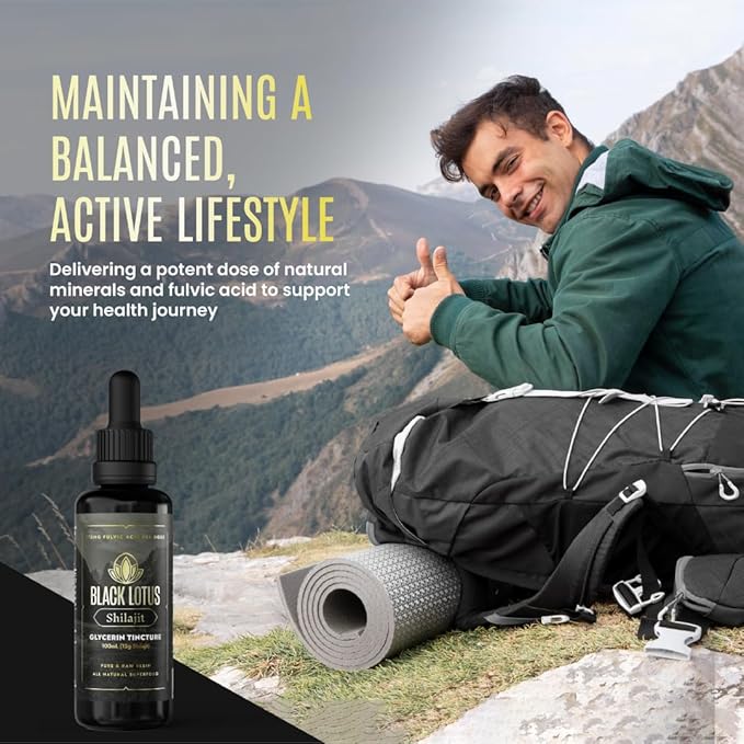 Black Lotus Pure Shilajit Resin Liquid Tincture, 100ml, 100% Pure Natural Shilajit for Men & Women with Amino Acids, 175mg Fulvic Acid, 85 Ionic Trace Minerals, for Immune Support, Focus, Energy