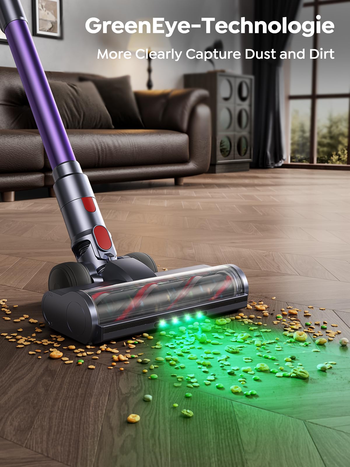 Cordless Vacuum Cleaner, 550W 45KPA 60 Mins Runtime Vacuum Cleaners for Home, Stick Vacuum with Self-Standing, Wall Mount Charging and Intelligent Auto Mode, Handheld Vacuum for Pet Hair/Carpet/Floor