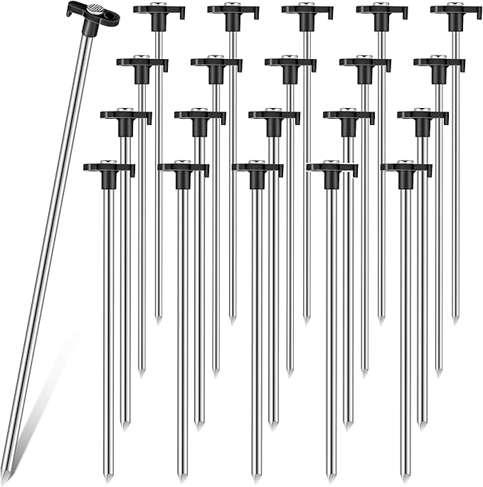 Shimeyao 10 Inch Tent Stakes Heavy Duty Camping Stakes Bulk Galvanized Non Rust Tent Pegs Metal Camping Spikes for Outdoor Camping Pitching Canopy
