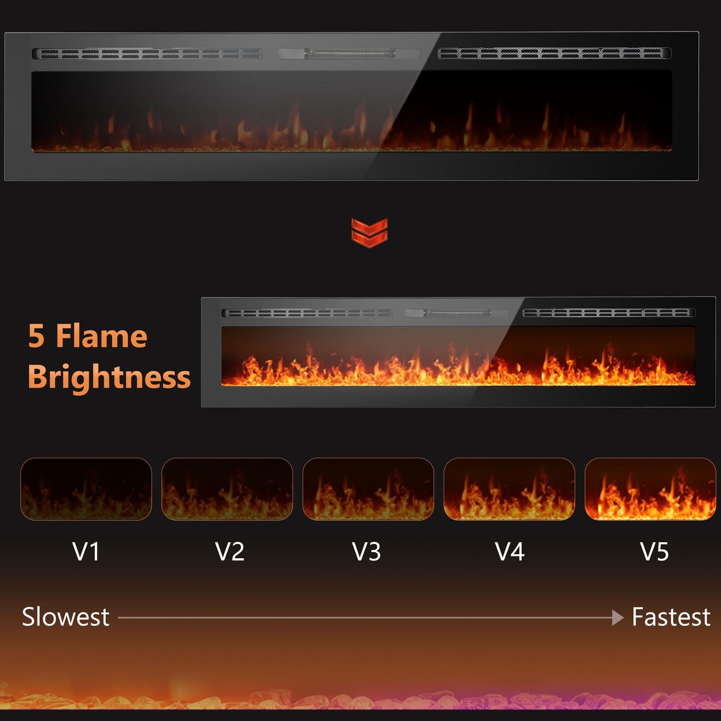 80 inch Ultra-Thin Electric Fireplace, Fireplaces Heater Wall Recessed or Wall Mounted, with Touch Screen Control Panel/Remote Control, Log & Crystal Included - 1500/750 Watt Heater