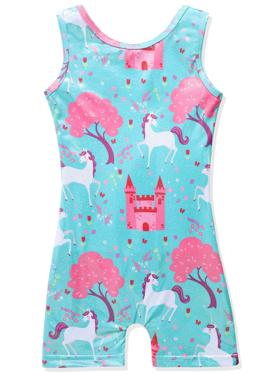 HOZIY Gymnastics Outfits for Girls Leotards With Shorts Kids Toddler Pink Tree Unicorn Castle Flower Floral Sparkle Biketard 5t Size 5-6x