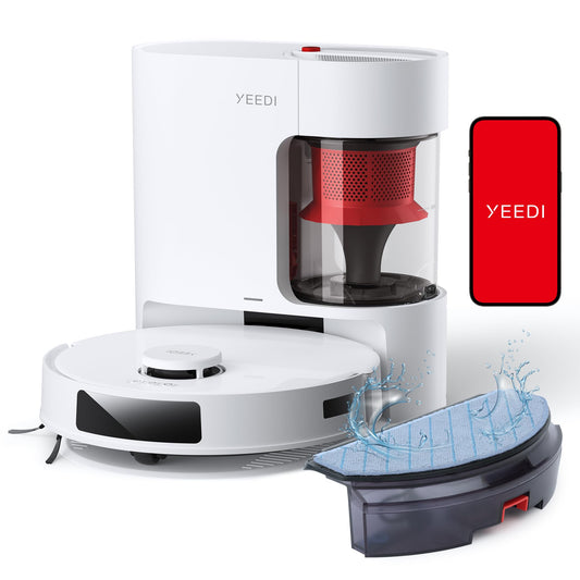 Yeedi C12 Plus Robot Vacuum and Mop, 8000Pa Strong Suction, 7-Week Dust Storage, Bagless Dust Bin, PureCyclone Tech, ZeroTangle Brush, White
