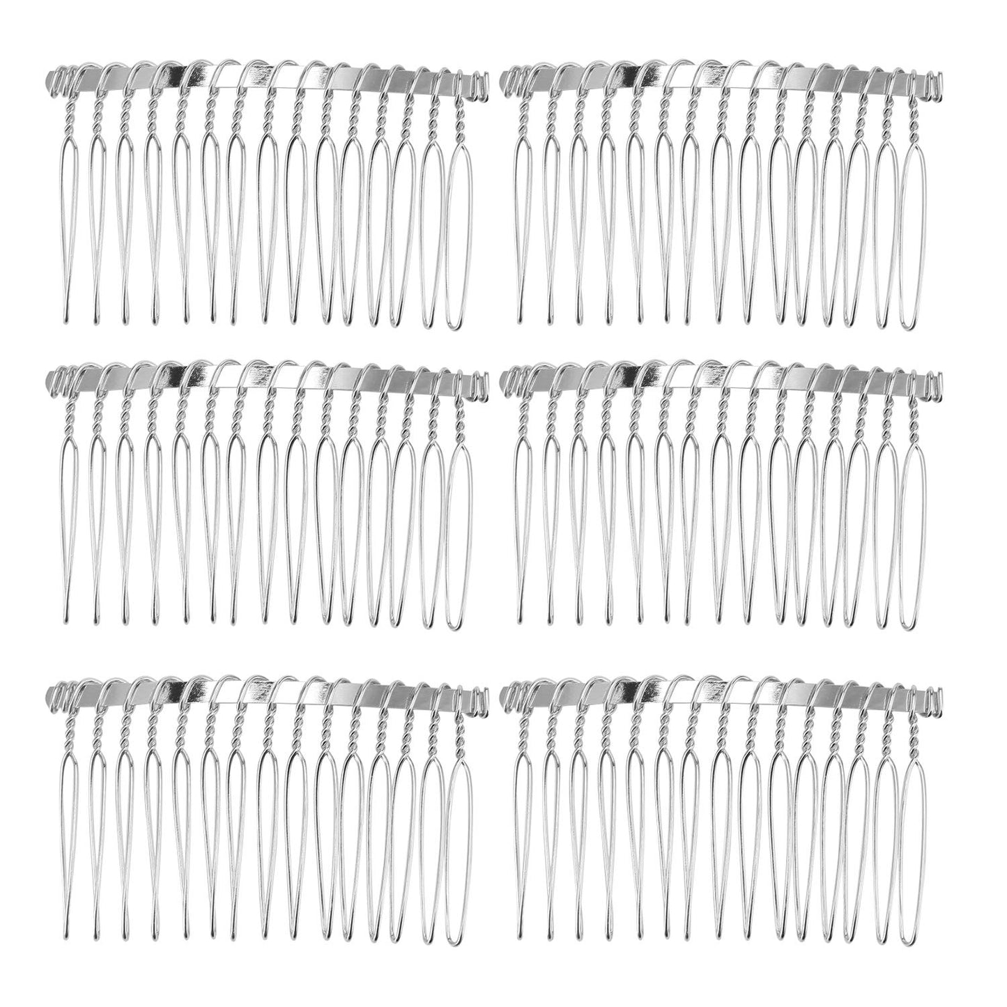 Senkary 10 Pieces Metal Hair Comb Clip Wire Wedding Bridal Veil Combs for Women (15 Teeth, Silver)