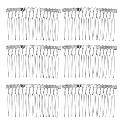 Senkary 10 Pieces Metal Hair Comb Clip Wire Wedding Bridal Veil Combs for Women (15 Teeth, Silver)