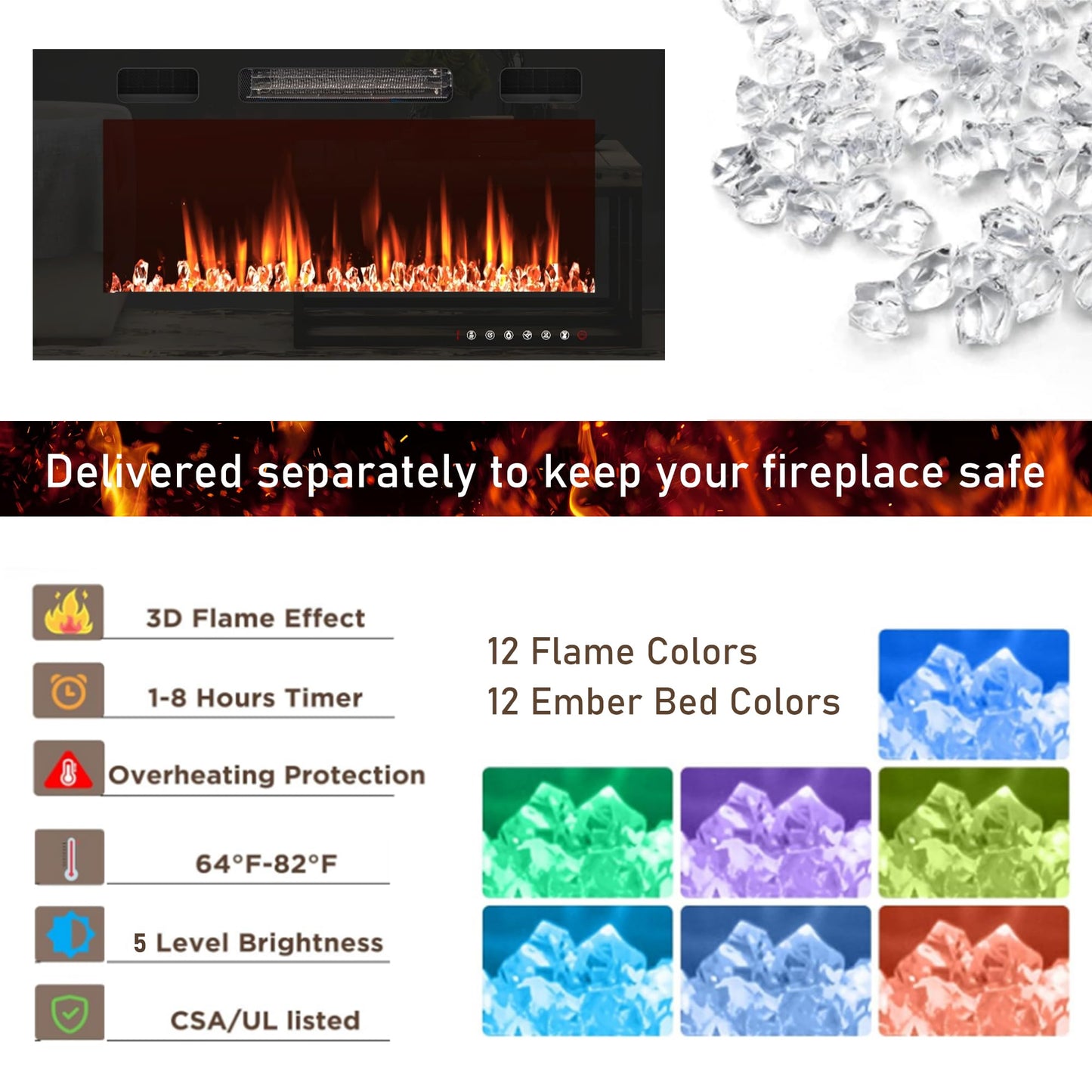 jiteentarou Farmhouse Fireplace TV Stand for 70/75/80 Inch TV, 32”Tall Entertainment Center w/ 36”Electric Fireplace and LED Light, 70”Media Console w/Barn Door Cabinet for Living Room, White