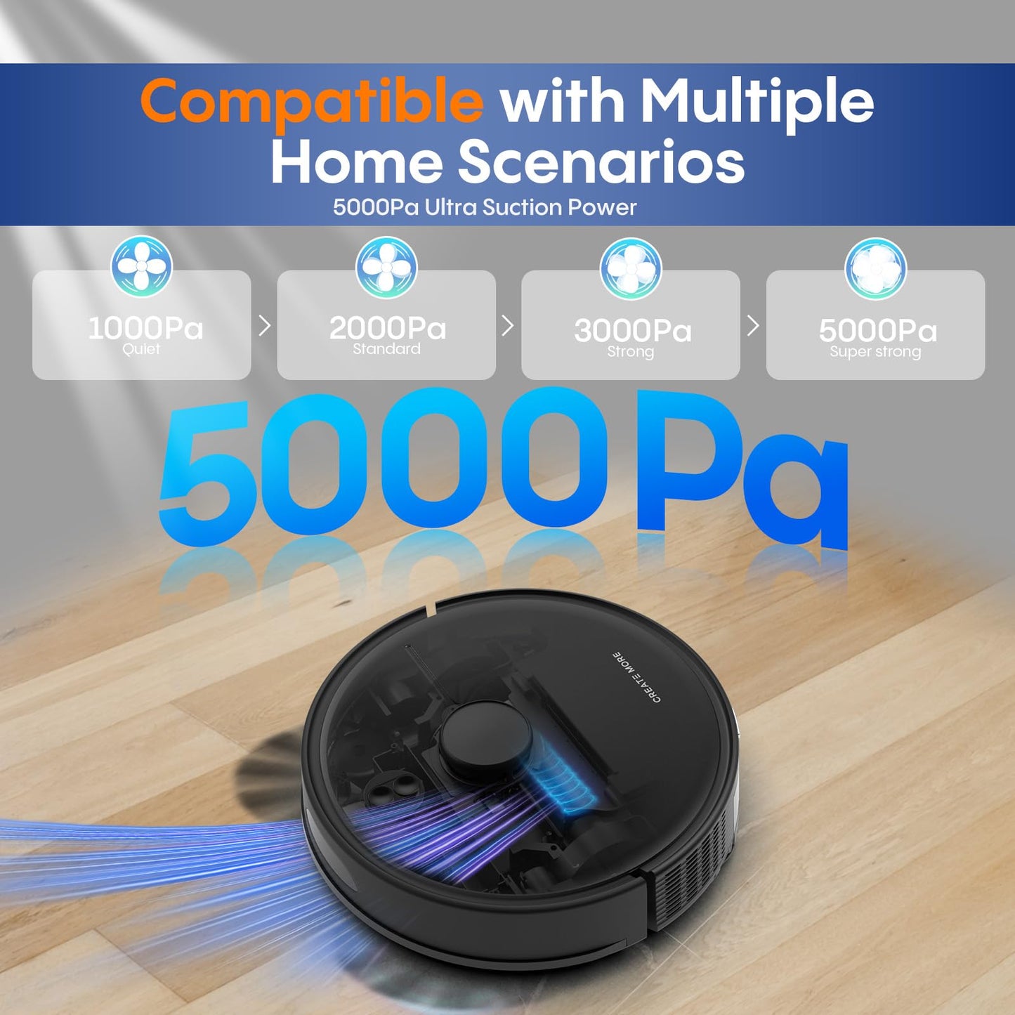 Robot Vacuum and Mop, Up to 60 Days Hands Free Cleaning, 5000Pa Suction, 3-in-1 LiDAR Navigation with Robot Vacuum Self Emptying with, Home Mapping, No-Go Zones, Wi-Fi/App/Alexa, Hard Floors, Carpet