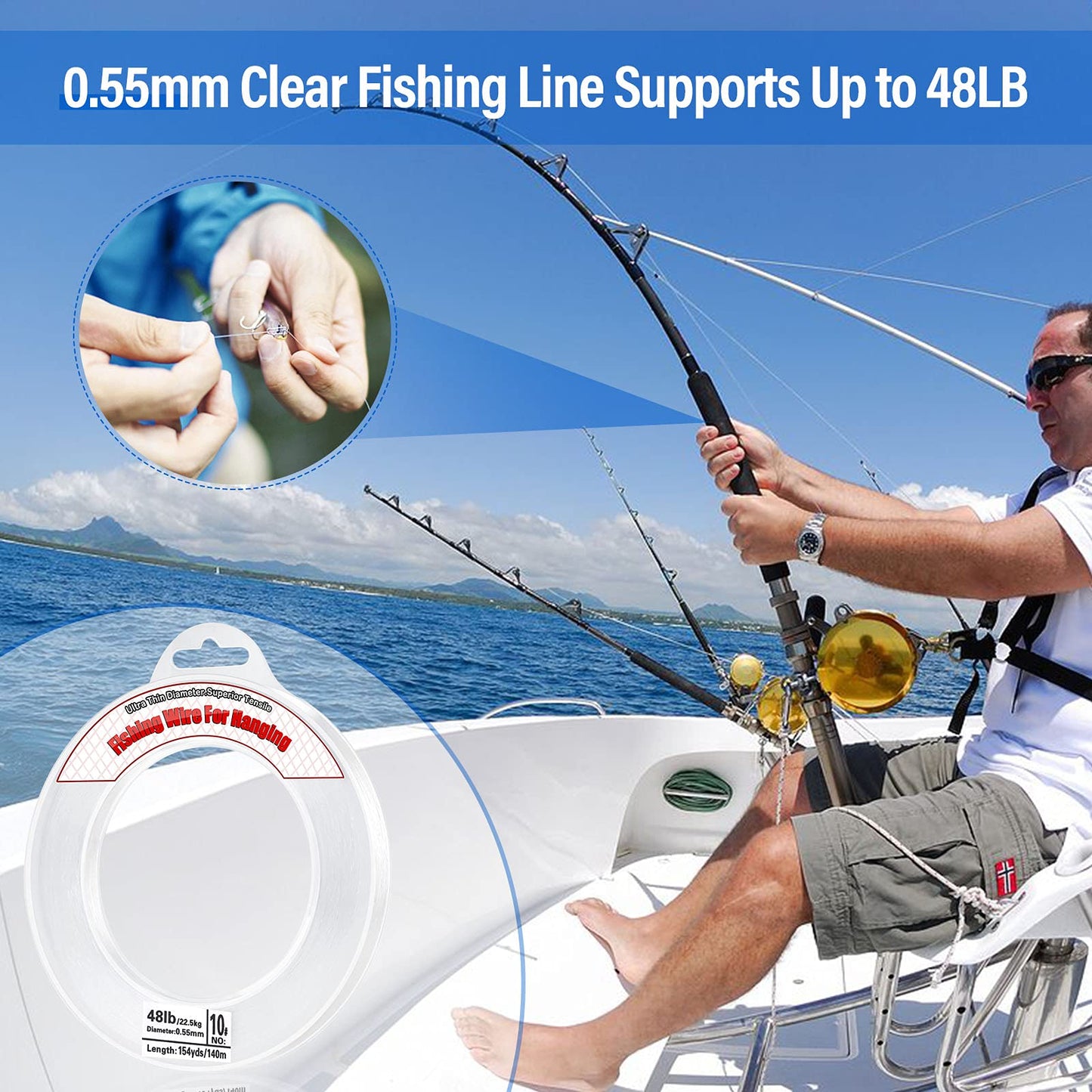 Clear Fishing Wire, Acejoz 656FT Fishing Line Clear Invisible Hanging Wire Strong Nylon String Supports 40 Pounds for Balloon Garland Hanging Decorations. (0.55mm, 460ft, 48LB)…