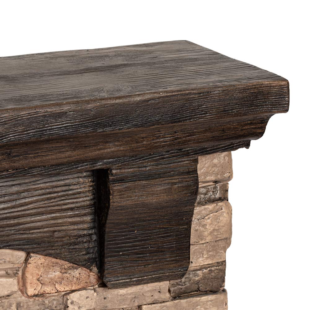 e-Flame USA Kodiak LED Electric Fireplace Stove - Faux Wood and Stone Mantel - Remote - 3D Log and Fire