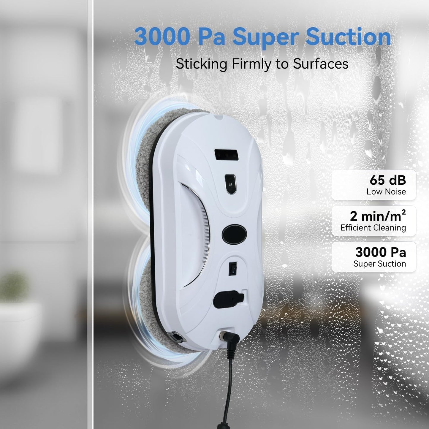 Automatic Window Cleaning Robot, Window Cleaner Robot Auto Dual Spray, 2025 Model Robot Limpia Vidrios AI Path Planning, 3000Pa Suction, Remote Control, Edge Detection for Streak-Free Glass - SS1