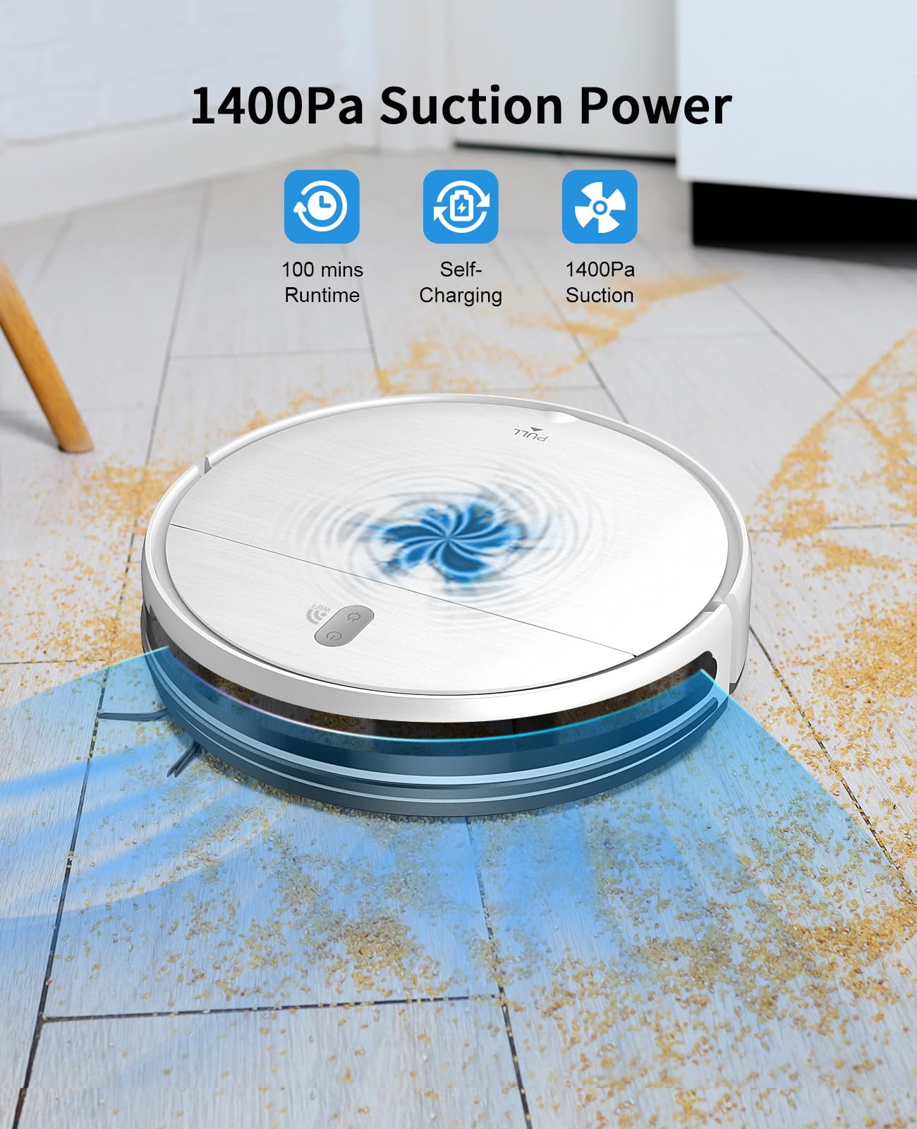 Robot Vacuum and Mop Combo, 2 in 1 Mopping Robot Vacuum Cleaner with Schedule, Wi-Fi/Voice/App, Strong Suction, Ease of Use, Self-Charging Robotic Vacuum, Slim, Ideal for Hard Floor, Pet Hair, Carpet
