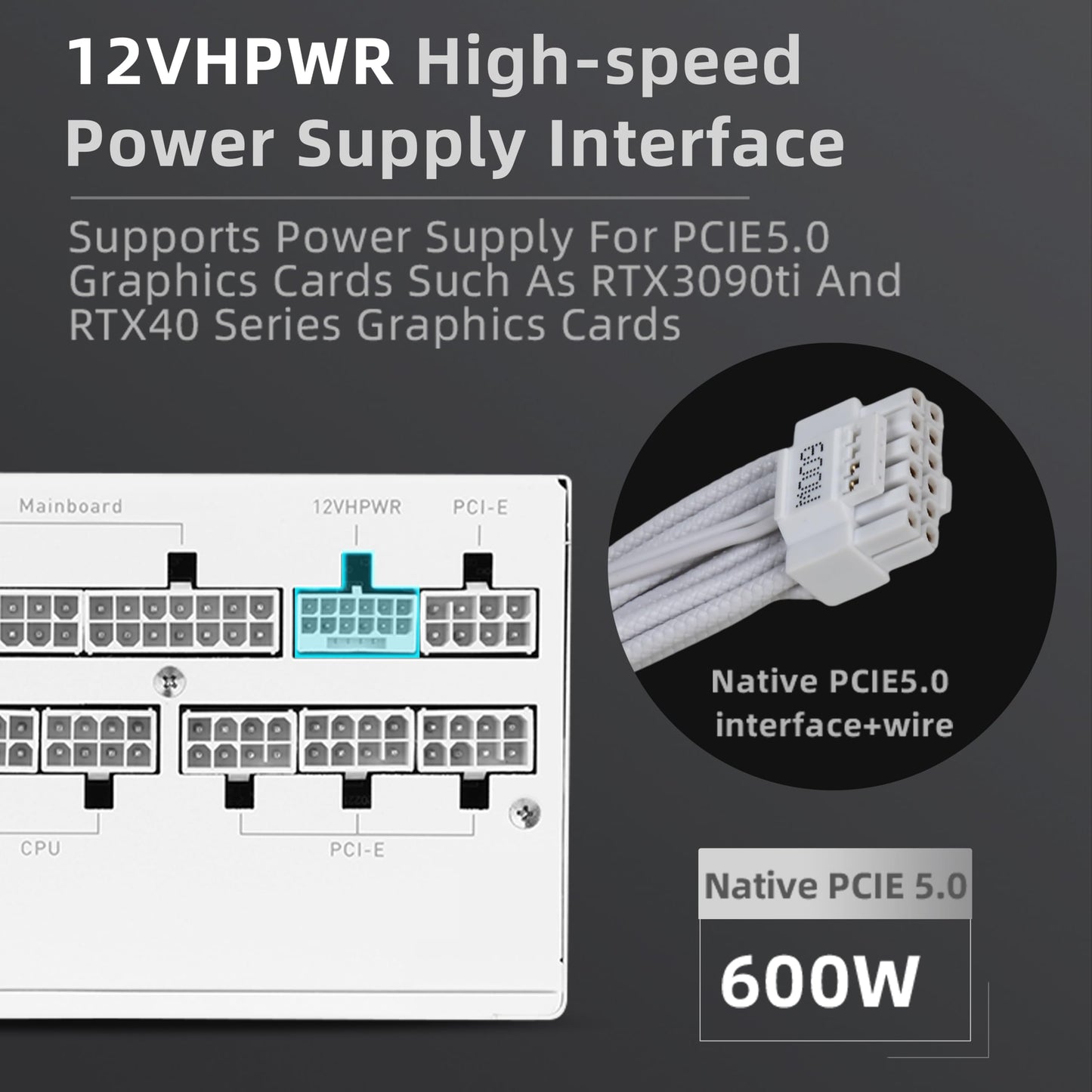 SAMA 1200w Power Supply,XP Series White PSU ATX 3.0 & PCIE 5.0 ECO Fanless 80Plus Platinum Certified Full Modular Support RTX 40 Series