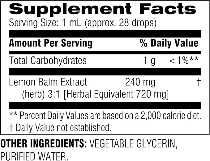Botanic Choice Lemon Balm Liquid Extract, Alcohol Free, Gluten Free-Traditional Support for Tranquility-Fast Acting 1 Fluid Oz