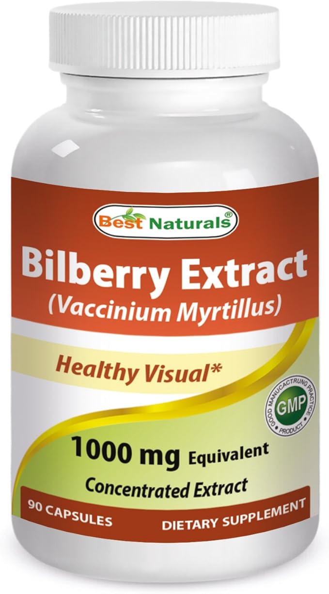 Best Naturals Bilberry Extract 1000mg Capsule (Non-GMO) Supports Healthy Vision, 90 Count