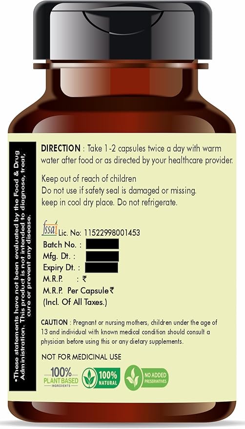 Boswellia Serrata Extract 500mg - 60 Vegetarian Capsules|Indian Frankincense | All Natural | 100% Vegan | Gluten-Free | GMP Certified