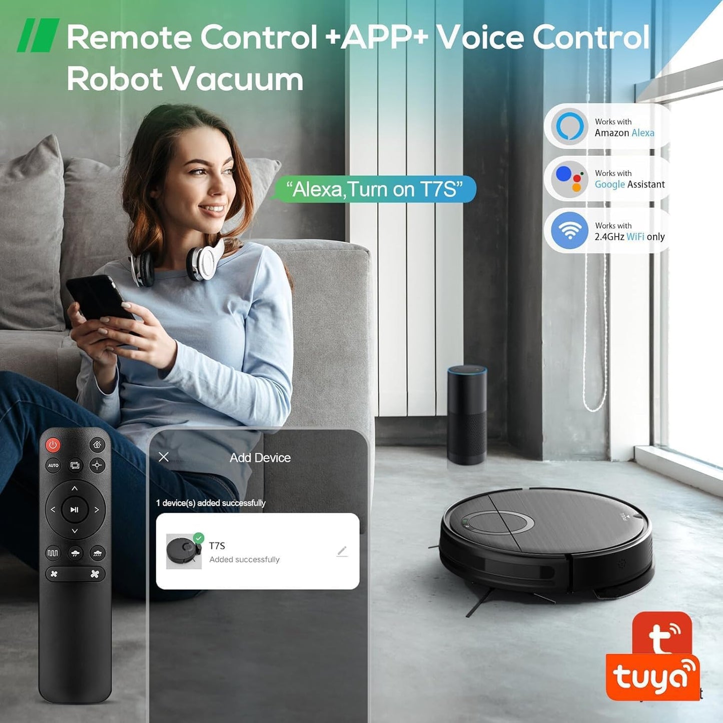 Robot Vacuum and Mop Combo, Robotic Vacuum Cleaner 2 in 1 Vacuuming Mopping with Schedule, Wi-Fi/App/Remote, Max Suction 2000Pa, Self-Charging, Slim, Ideal for Hard Floor, Pet Hair, Low-Pile Carpet