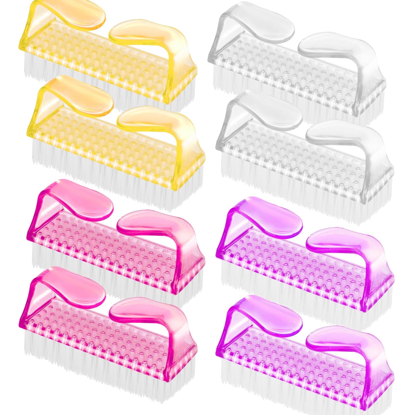 SQULIGT 8Pcs Nail Brushes for Cleaning Fingernails, Handle Grip Nail Scrubber Brush, Manicure Tools Scrub Brushes Kit, Toenail Brush To Clean Under Nails Pedicure Foot Small Brush Women Men (4 Colors)