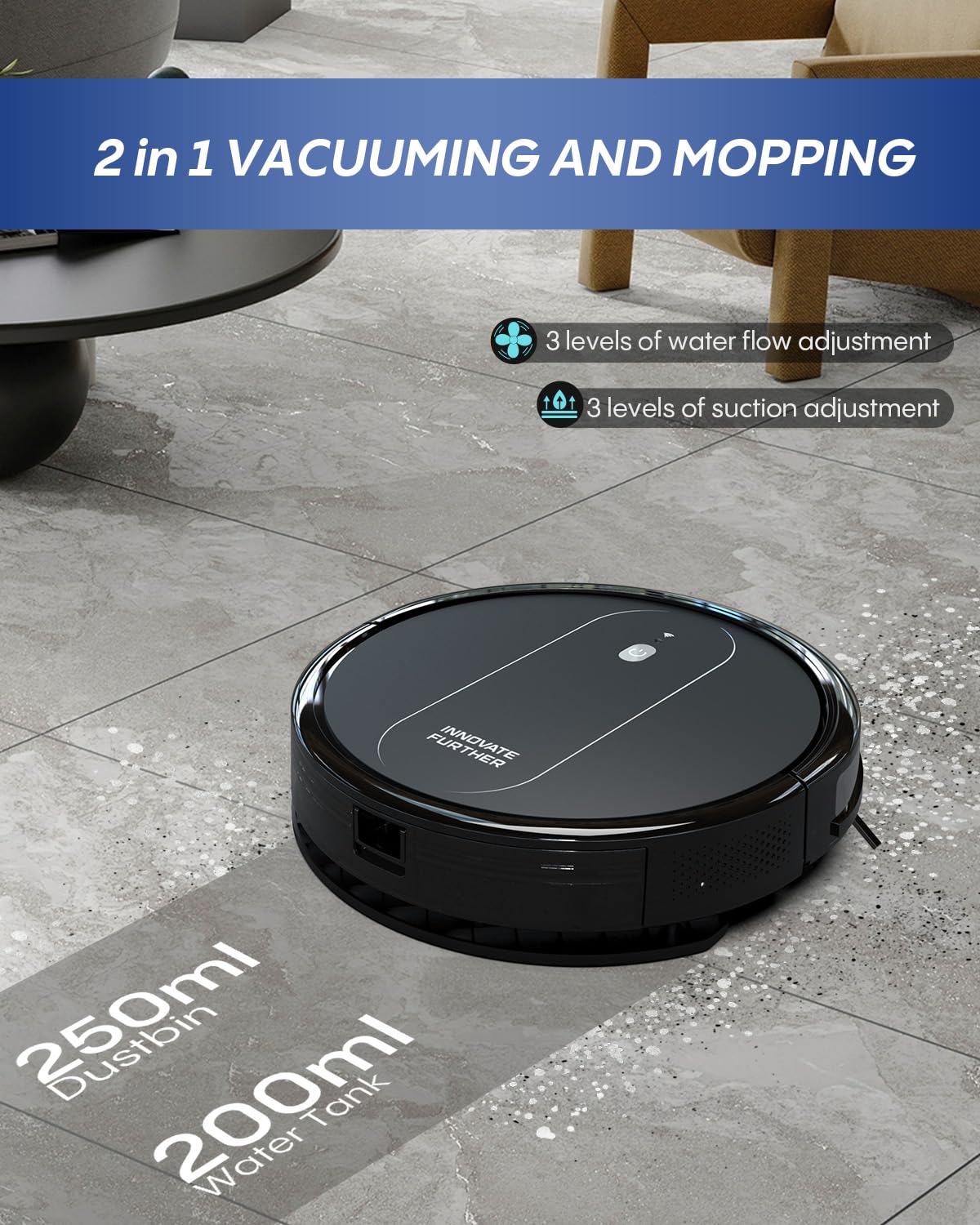 AZQQ Robot Vacuum and Mop: 2-in-1 Vacuum Robot 4000Pa Strong Suction & Alexa/APP Control & Central Brush & Self-Charging, Schedule Robot Vacuum Cleaner for Pet Hair, Hard Floor, Carpet