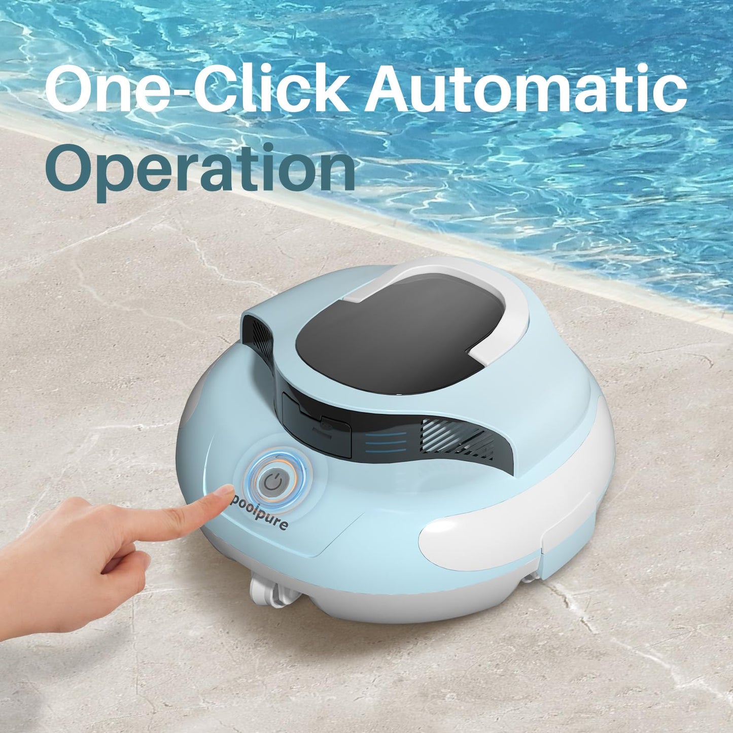 AquaGuard SE III Cord-Free Robotic Pool Cleaner with Dual 30w Motors, Self-Parking, Ideal for Pools Up to 40 Feet, 100-Minute Runtime, Pool Vacuum Robot, 2025 Upgrade (White Blue)