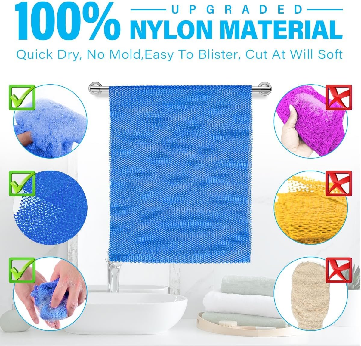 3-Piece African Exfoliating Shower Set | Bright Colors for Smooth Skin