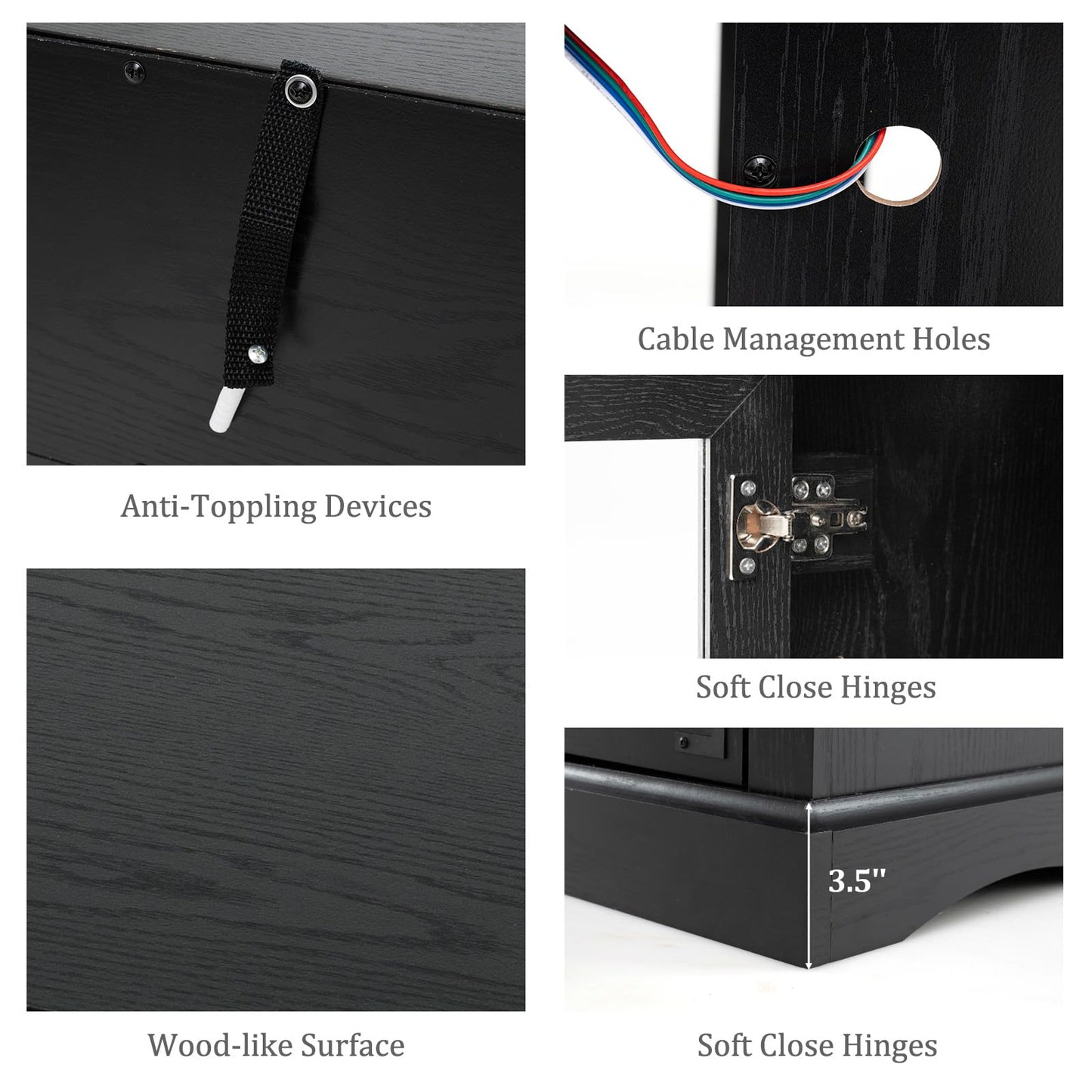 Tangkula Fireplace TV Stand for TVs Up to 65", Adjustable Shelves LED Light Entertainment Center with Electric Fire Place, for Living Room, Bedroom (Black)