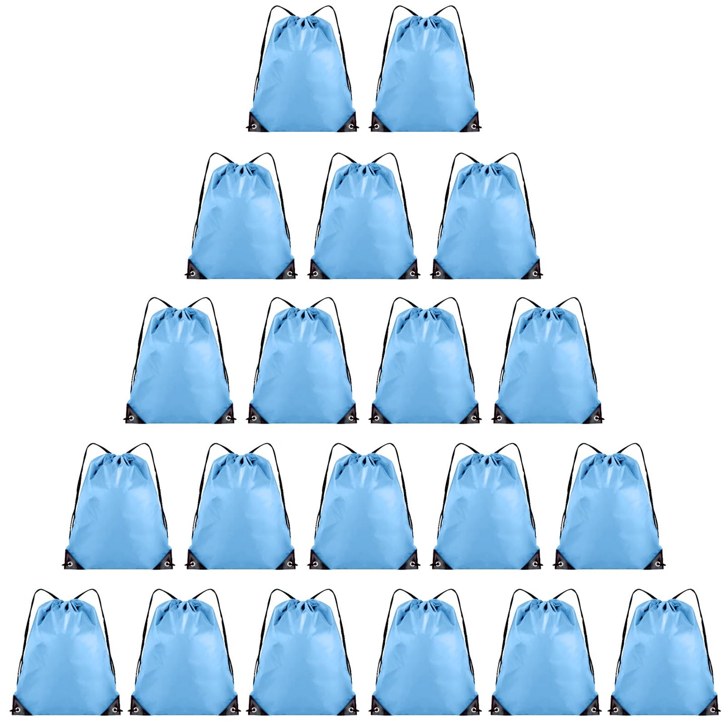 Grneric 20 Pieces Drawstring Backpack Bulk Cinch Sackpack Ployster Drawstring Bags for Gym Party Trip(Sky Blue)