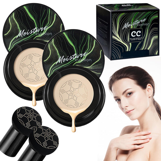 Honey And Pine Makeup, 2025 New Air Cushion CC Cream Mushroom Head Foundation, Moisturizing BB Cream Makeup Long Lasting Foundation Matte Concealer for Even Skin Tone (Ivory/2pcs, One Size)
