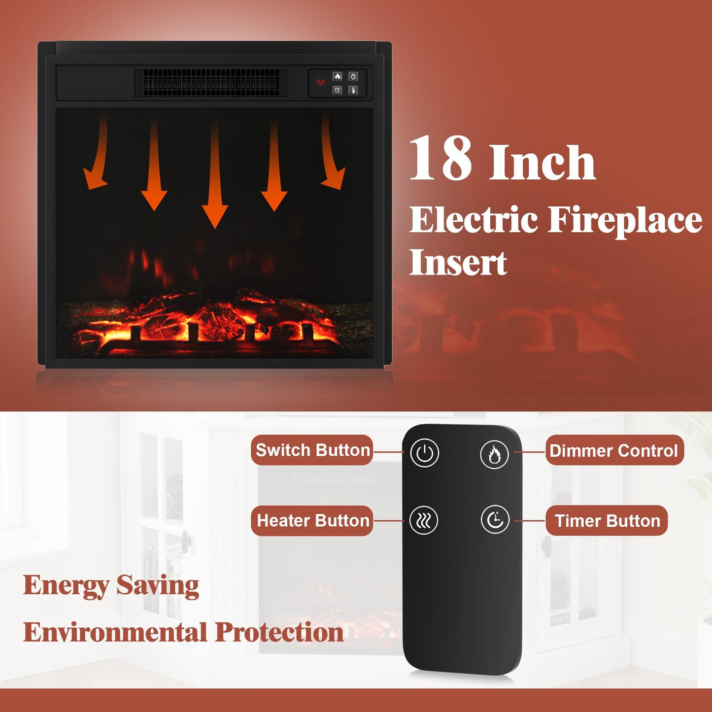 Furmax Fireplace Corner TV Stand for TV Up to 55 Inch, Modern TV Console with 18 Inch Electric Fireplace, Entertainment Center with Open Shelf and Storage Cabinets for Living Room, Antique White