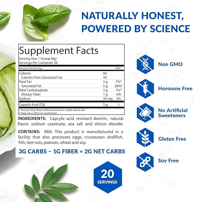 BioTrust Keto Elevate – Pure C8 MCT Oil Powder – Ketogenic Diet Supplement & Paleo Coffee Creamer for Clean Energy, Mental Focus, and Clarity – Non-GMO 100% Caprylic Acid (Unflavored, 40 Servings)