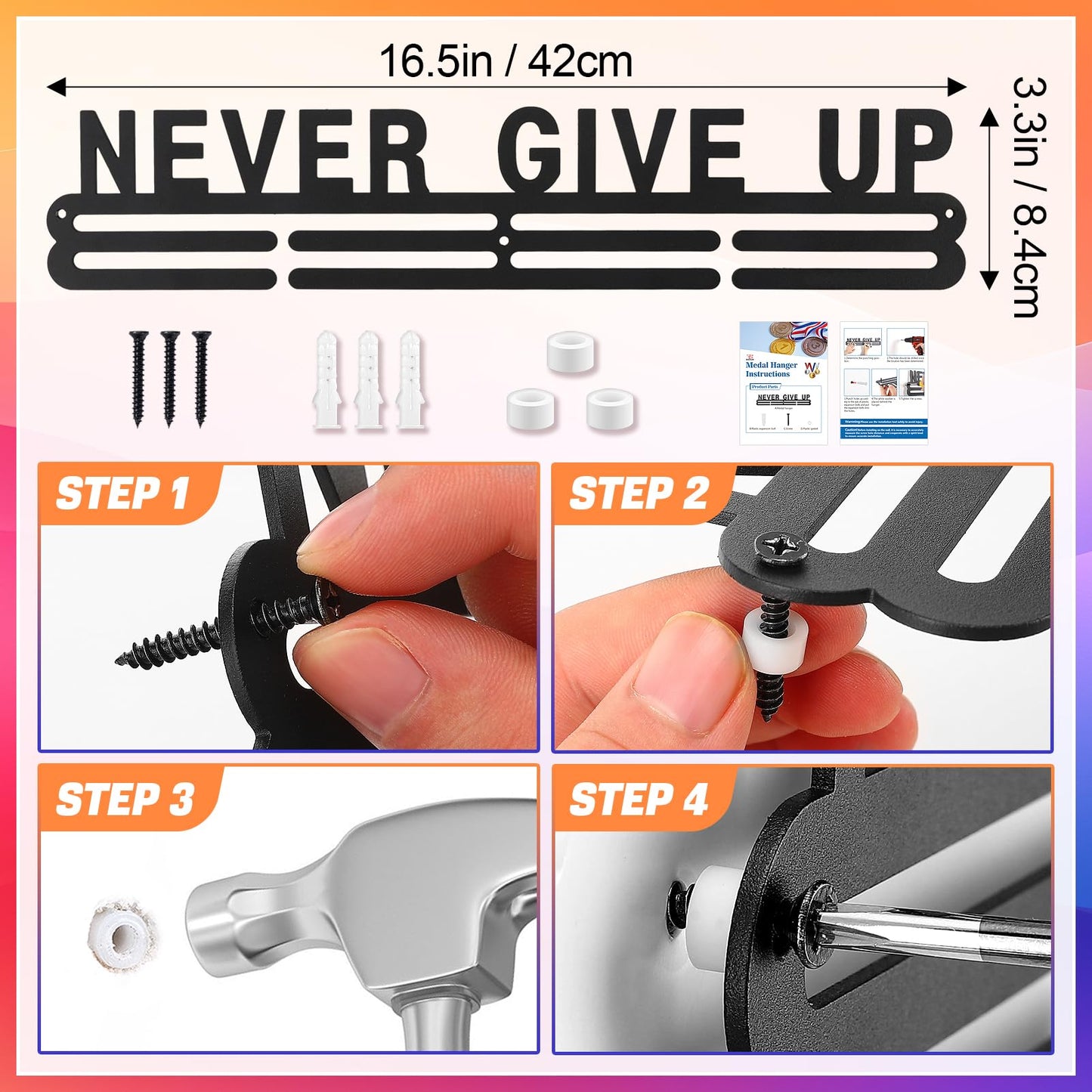 Biggun Medal Display Hanger- Easy to Install Sports Medal Holder, Sturdy Rack Shelf for Over 40 Running Race Wrestling Medals