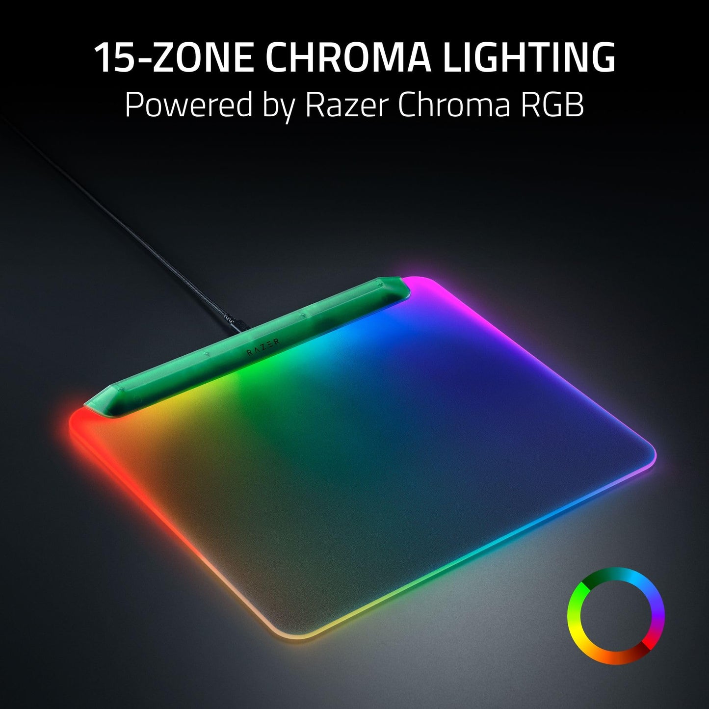 Razer Firefly V2 Pro Fully Illuminated RGB Gaming Mouse Mat: Backlit Design - 15 Zone Lighting - USB 2.0 Port - Detachable USB Type C Cable - Micro Textured Surface - Anti Slip Base - Phantom Green