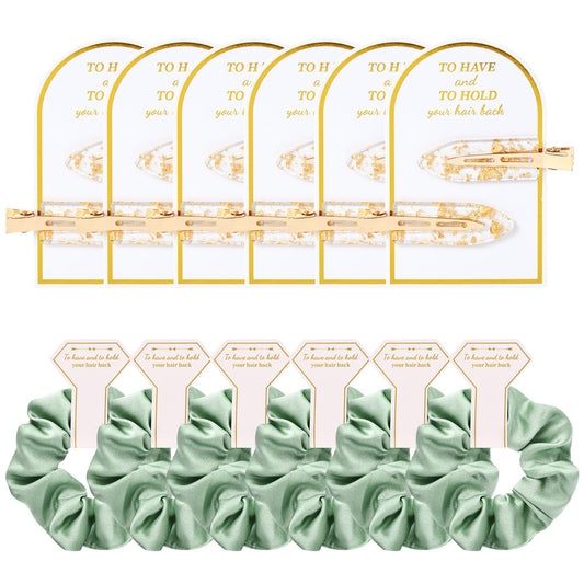 12 PCS Bridesmaid Proposal Gifts Bridesmaid Hair Clips Bridesmaid Scrunchies Bridal Shower Gifts Silk Satin Soft Hair Accessories Bridesmaid Wedding Favor Women Girls