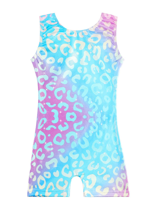 HOZIY Gymnastics Outfits for Girls 5-6 Year Old Fancy Leopard Colorful Multicolored Pink Blue Purple Tumbling Outfits Biketards Sparkly Dance Clothes Leotardos Para Gimnasia Ninas