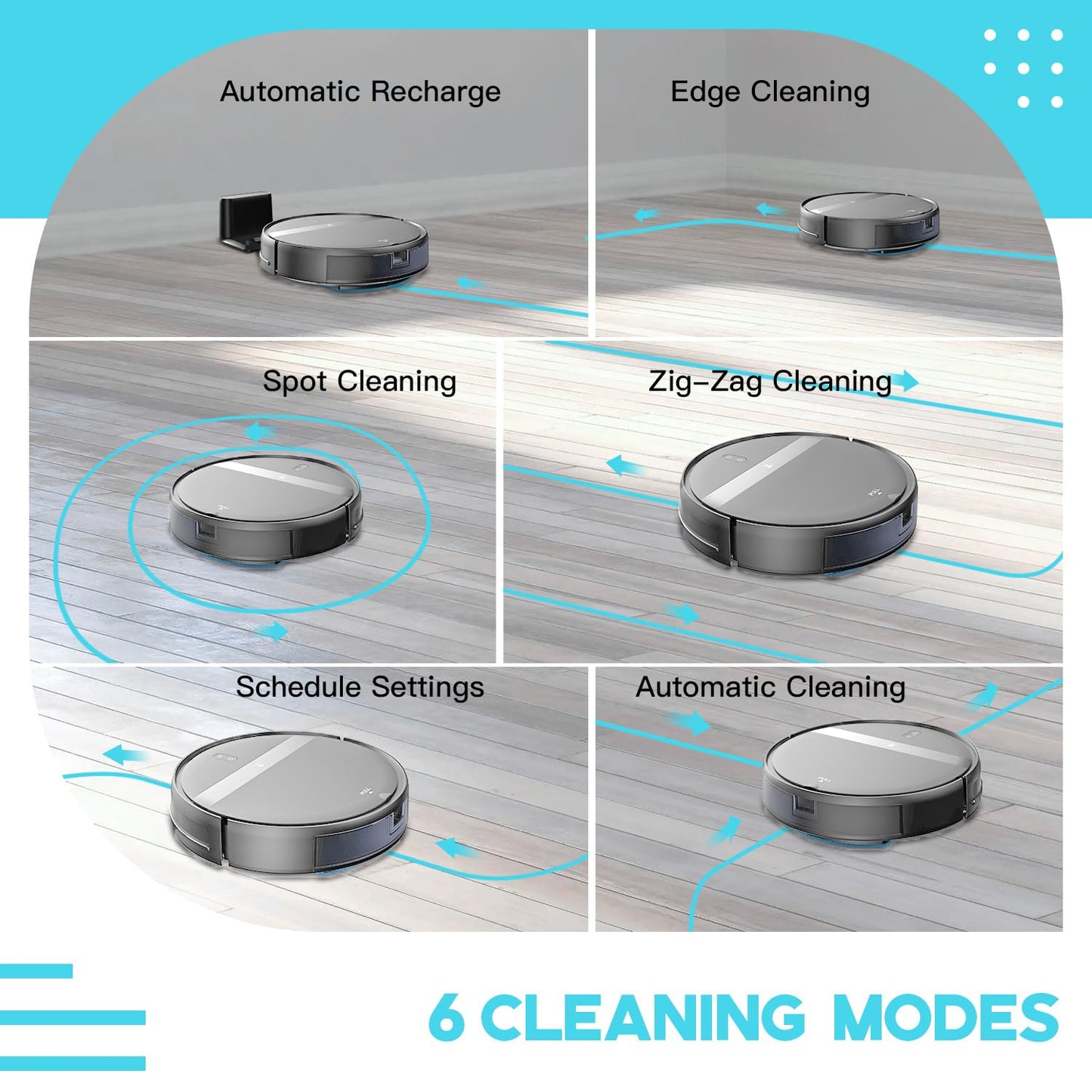 Kilgone Robot Vacuum and Mop Combo - WiFi/Alexa/App, Robotic Vacuum Cleaner, Ultra-Slim & Quiet, Tangle-Free, Auto Recharge, Multi-Surface Cleaning, Cleans Carpets, Hard Floors & Pet Hair Efficiently