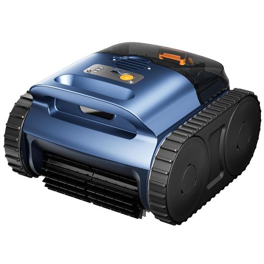Cordless Robotic Pool Vacuum, Pool Cleaner with Track Drive & Sonar Navigation, 180W Brushless Motor, Wall & Waterline Climbing, 150-Min Runtime, for Inground & Above-Ground Pools up to 2150 Sq. Ft.