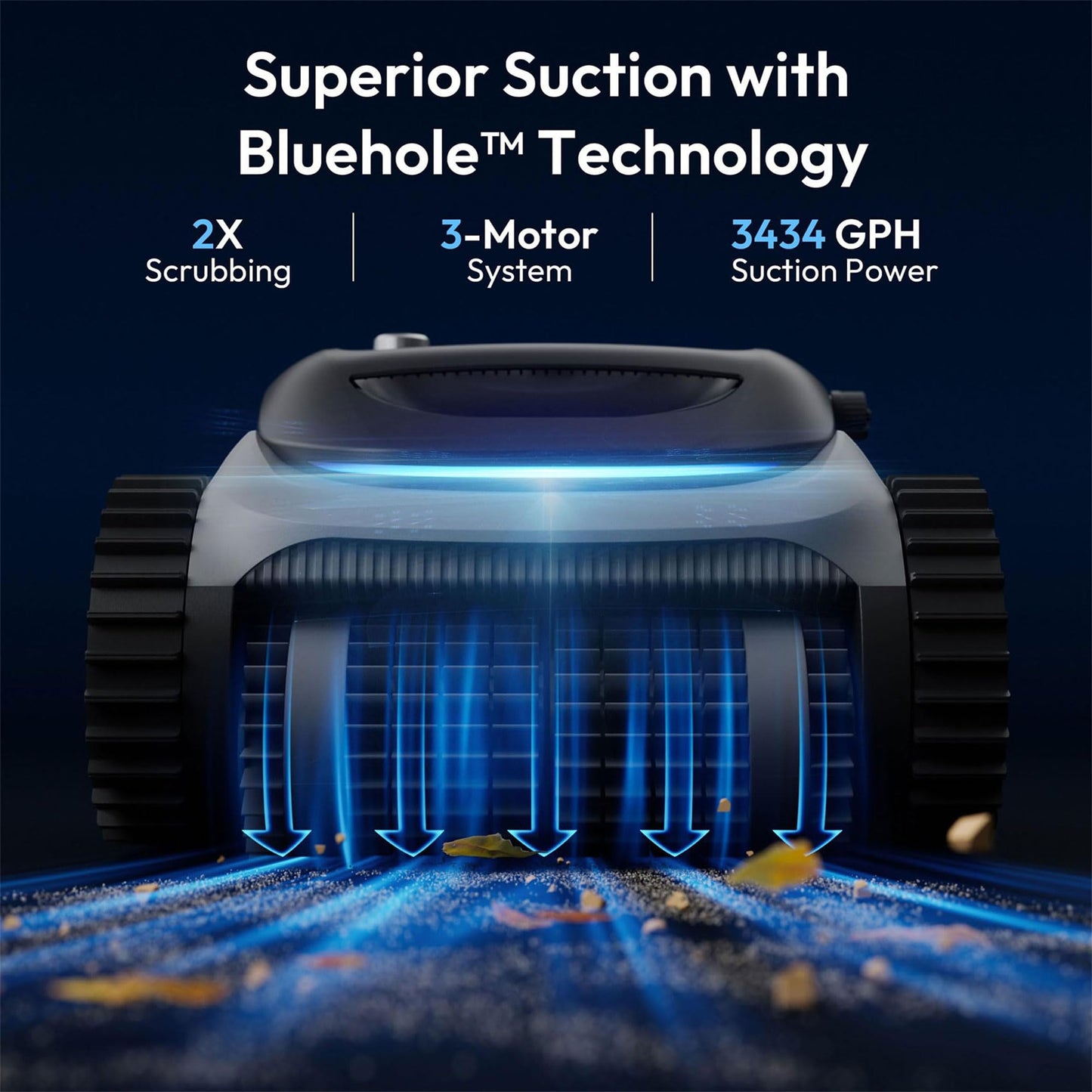 Bublue 700 C10 Pool Cleaner Robot, Cordless Pool Vacuum w/Superior Suction, Triple Motors, Smart Navigation, APP Control, Wall/Waterline, 140-Min Runtime for Inground Pools up to 861 Sq.Ft, Space Grey