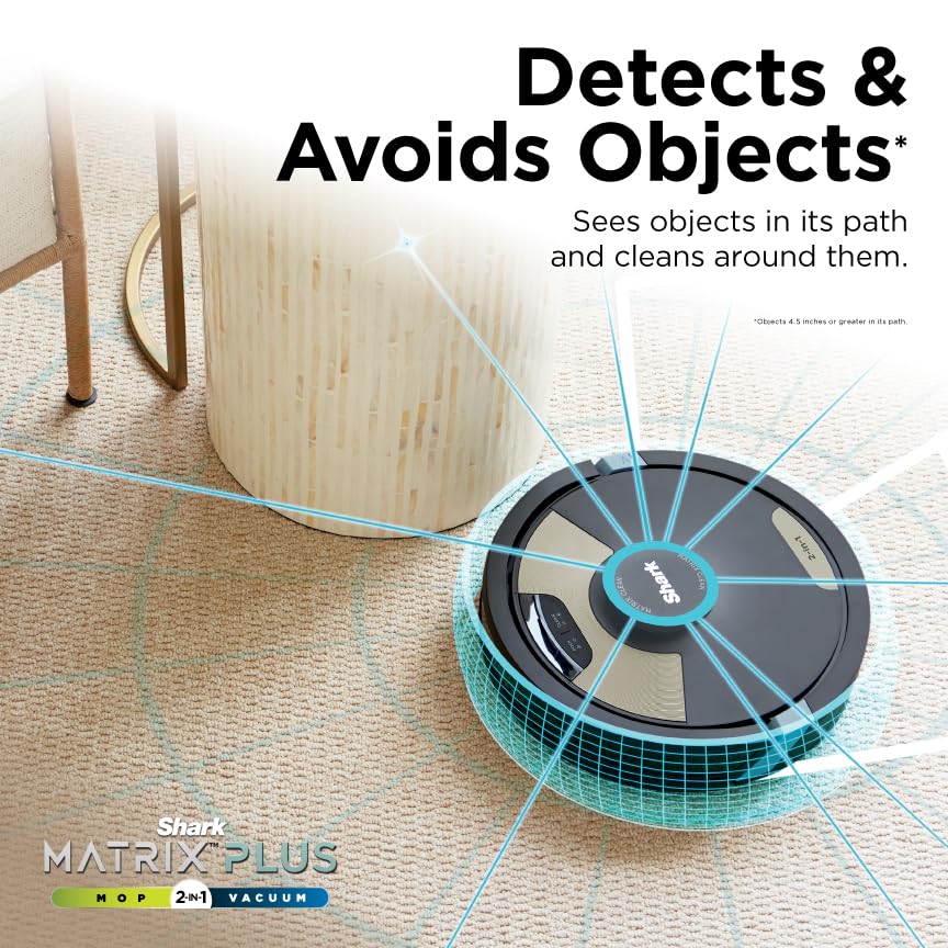 Shark Matrix Plus 2in1 Robot Vacuum & Mop with Sonic Mopping, Matrix Clean, Home Mapping, HEPA Bagless Self Empty Base, CleanEdge, for Pet Hair, WiFi, Black/Brass, AV2620WA