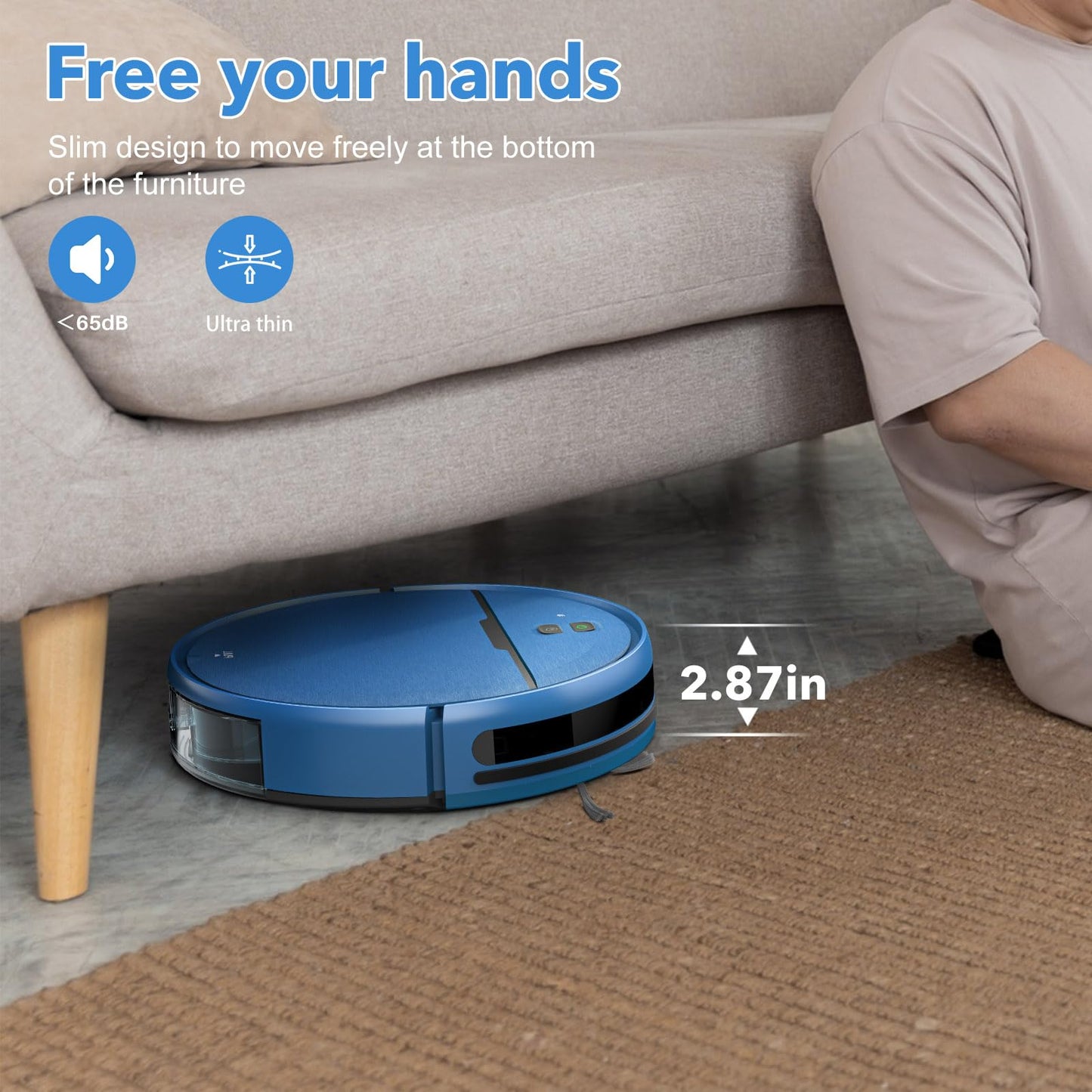Robot Vacuum and Mop Combo, 2 in 1 Robot Vacuums Cleaner with WiFi/App, Robotic Vacuum with Strong Suction, Schedule, Self-Charging, Slim, Quiet, Ideal for Hard Floor, Pet Hair, Low Pile Carpet