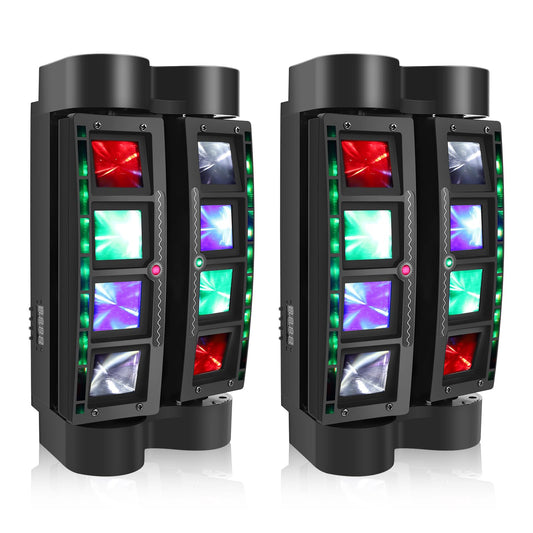 U`King Spider Moving Head Light 8x10W RGBW LEDs Beam DJ Lights and 2 Pixel Light & Laser Lights, Sound Activated/DMX-512 Control Party Disco Wedding Live Stage Lighting, 3 in 1 New Version