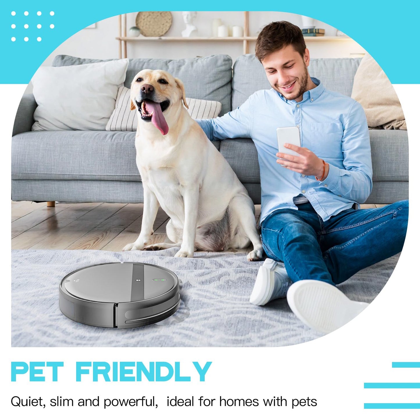 Kilgone Robot Vacuum and Mop Combo - WiFi/Alexa/App, Robotic Vacuum Cleaner, Ultra-Slim & Quiet, Tangle-Free, Auto Recharge, Multi-Surface Cleaning, Cleans Carpets, Hard Floors & Pet Hair Efficiently