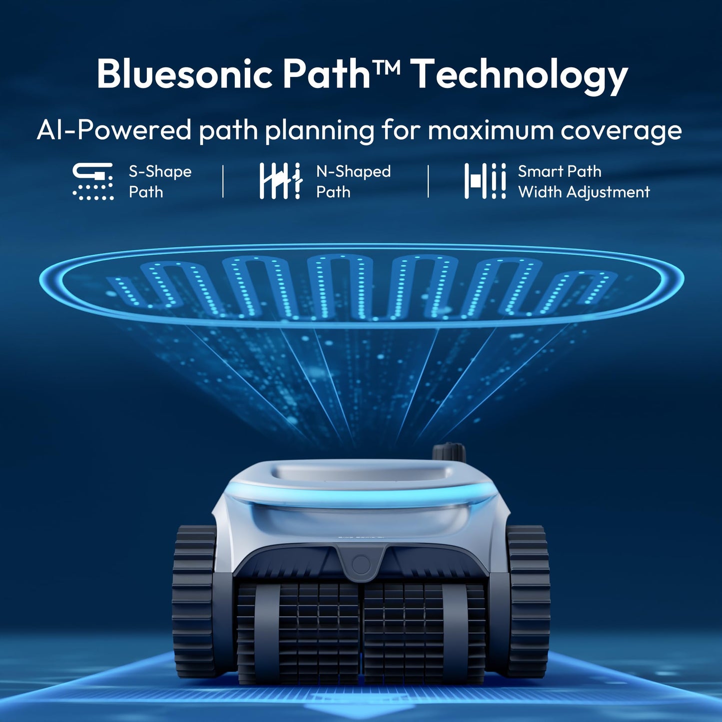 BUBLUE C20H Robotic Pool Cleaner, Corded & Cordless - Hybrid Pool Vacuum Robot, Superior Suction, Smart Navigation, APP Control, Floor/Wall/Waterline, for Above & In-ground Pools up to 1,615 Sq.Ft