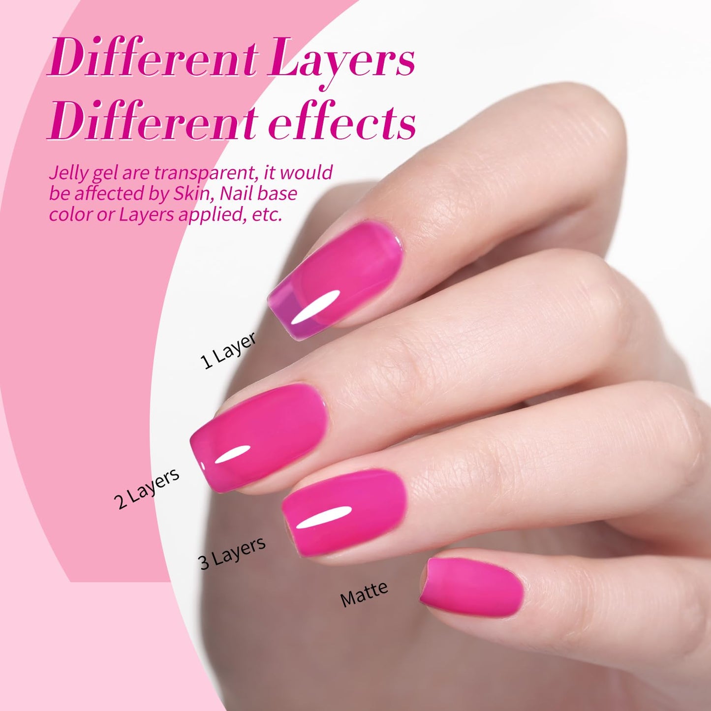 Born Pretty Jelly Gel Nail Polish, Glitter Gel Polish, Hot Pink Nude Cat Magnetic Eye Gel Nail Polish, Sheer Crystal Transparent Sparkle Gel Nail, Nail Manicure Gift DIY at Home 6PCS 7ml